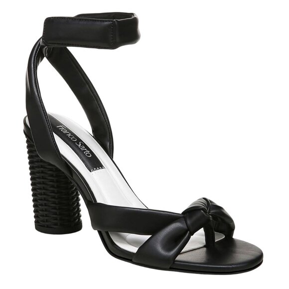 Franco Sarto Womens Black Ankle Strap Woven Oma Round Toe Block Heel Dress Heele - Picture 1 of 9